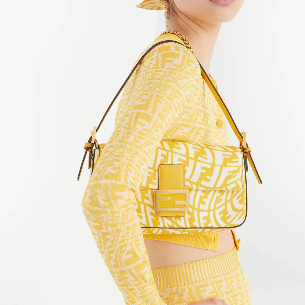 Fendi Baguette 1997 Yellow Glazed Canvas Bag Model